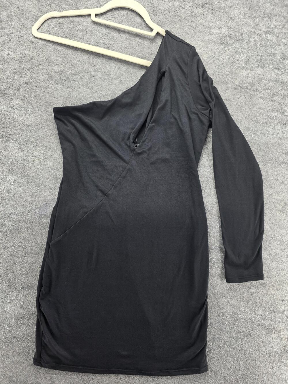 Fashion Nova Dress Womens XL Black One Shoulder Bodycon Short Party Asymmetric